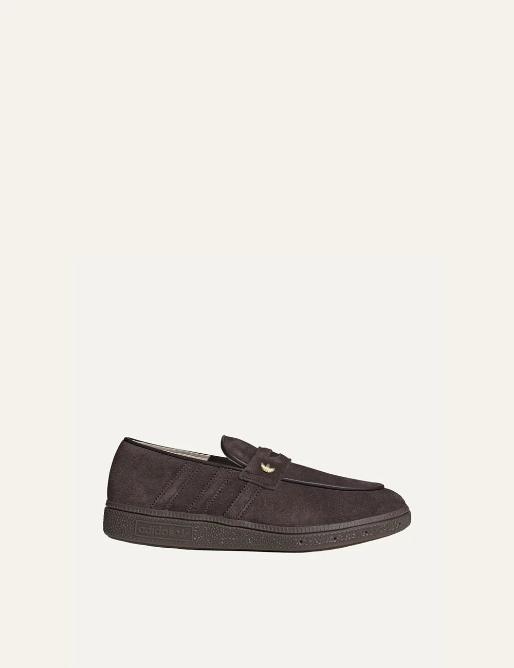 adidas Originals women Handball Spezial dark brown suede loafers with gold Trefoil logo