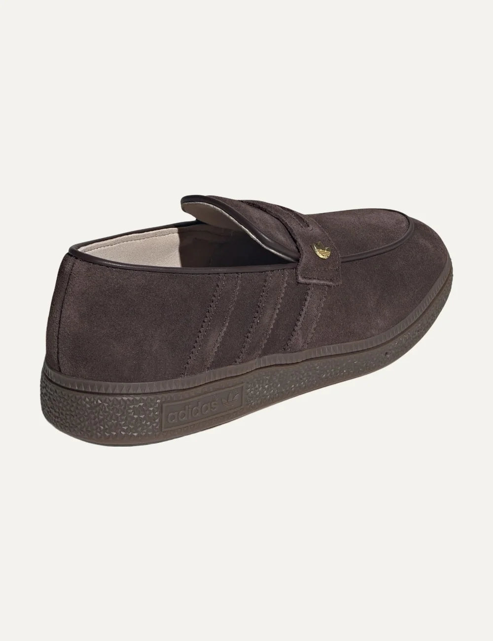 adidas Originals women Handball Spezial dark brown suede loafers with gold Trefoil logo back