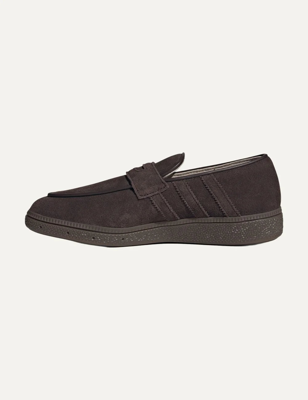 adidas Originals women Handball Spezial dark brown suede loafers with gold Trefoil logo profile