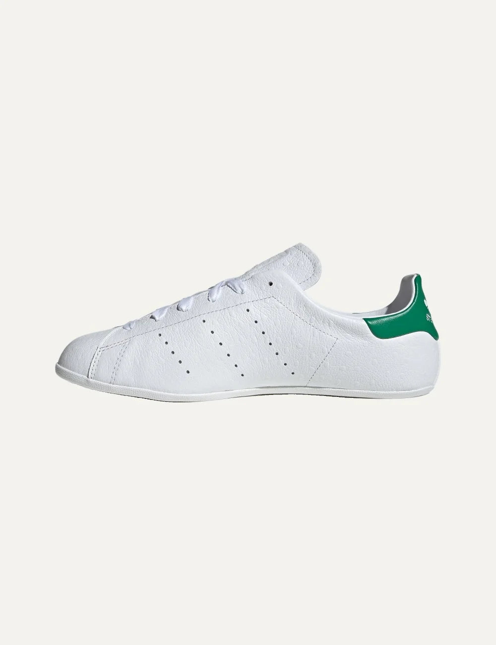 adidas Originals women Stan Smith Lo Pro white leather sneakers with green heel detail and perforated 3-Stripes