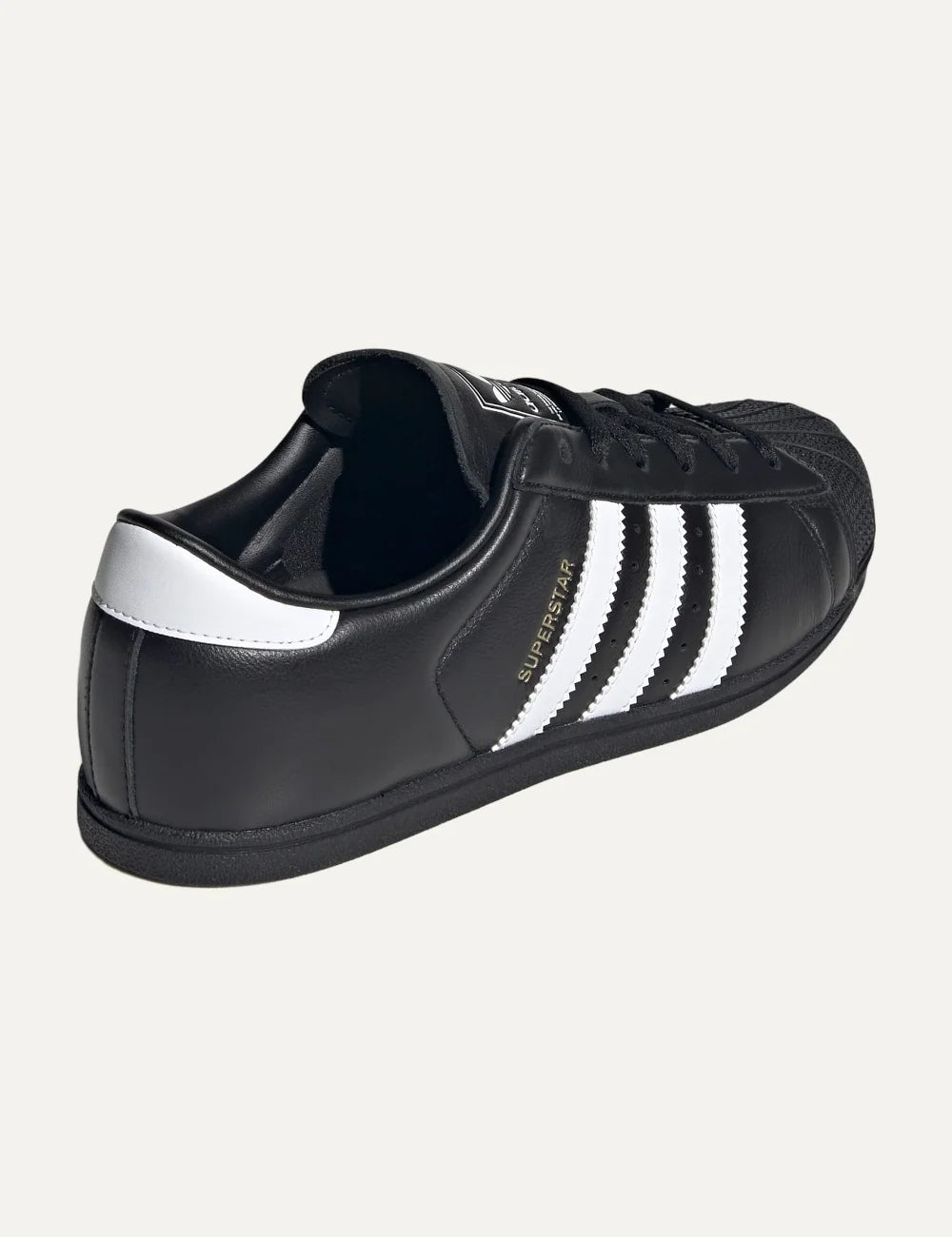 adidas Originals women Superstar Lo Pro black leather sneakers with white stripes and shell toe back