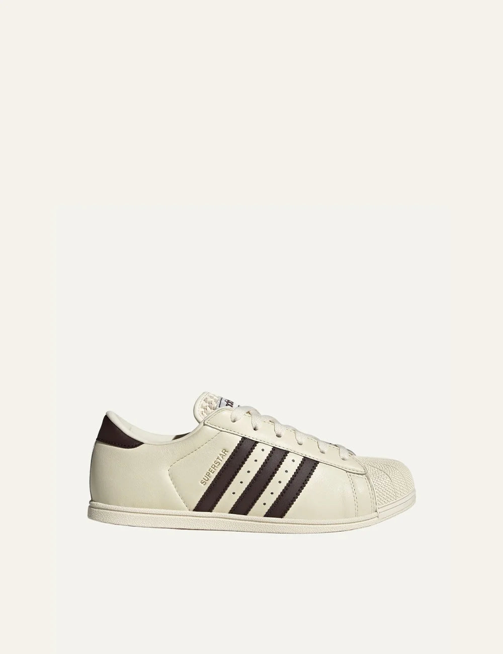 adidas Originals women Superstar Lo Pro cream white leather sneakers with Aurora Coffee stripes side view