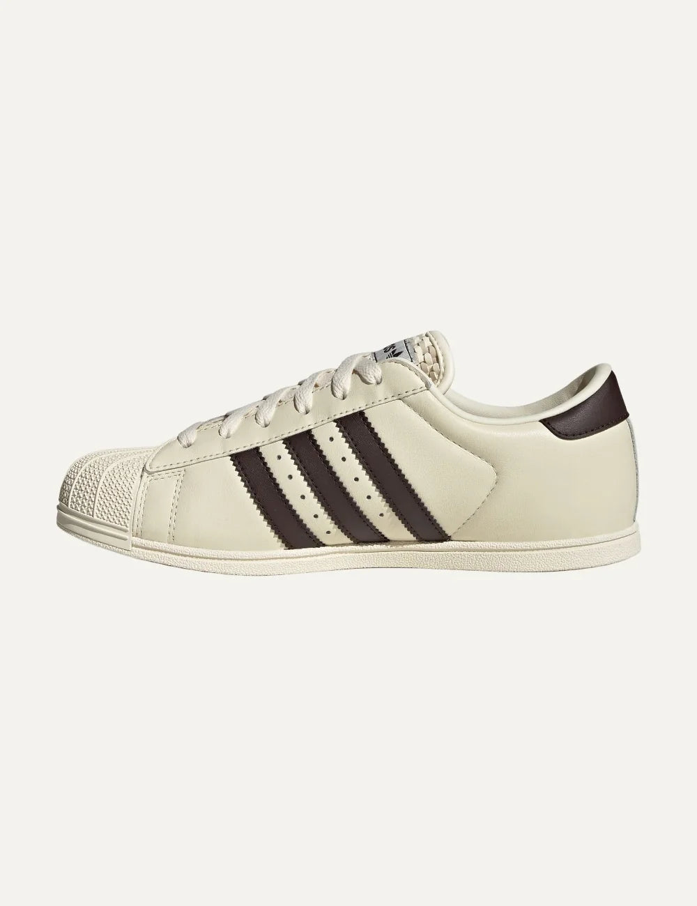 adidas Originals women Superstar Lo Pro cream white leather sneakers with Aurora Coffee stripes opposite side view