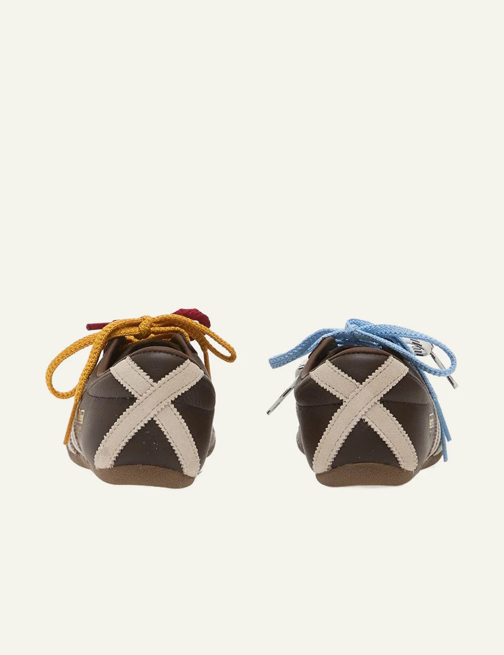 Women's adidas Originals brown leather low-top sneakers with off-white 3-Stripes back
