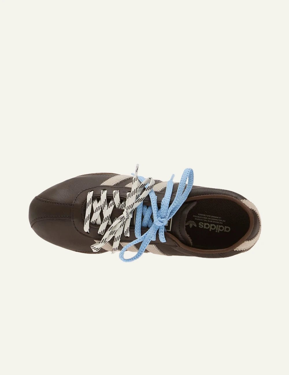 Women's adidas Originals brown leather low-top sneakers with off-white 3-Stripes top