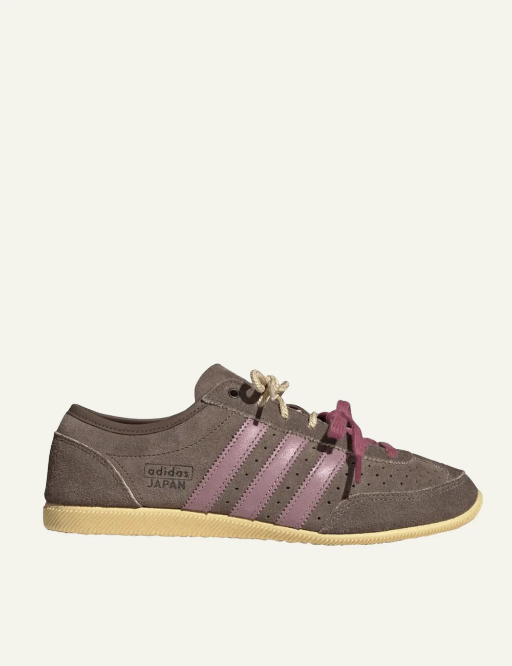 Women's adidas Originals Japan sneakers in brown suede with pink leather stripes and gum rubber sole