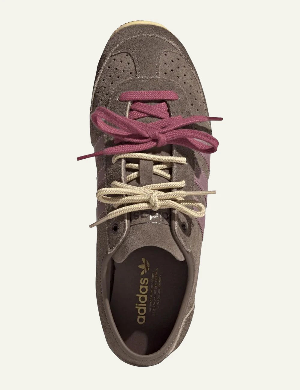 Women's adidas Originals Japan sneakers in brown suede with pink leather stripes and gum rubber sole top