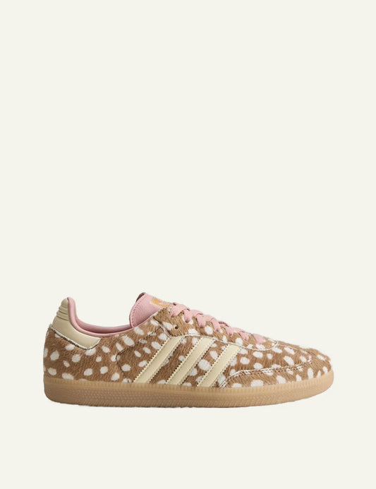 Women's adidas Originals Samba OG animal print leather sneakers in beige, ecru and pink 