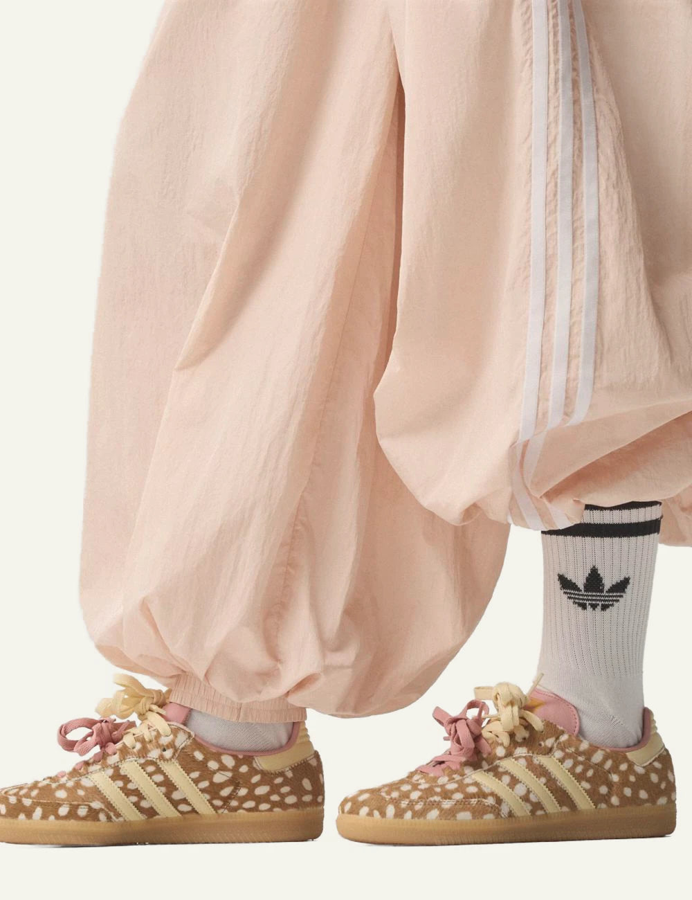 Women's adidas Originals Samba OG animal print leather sneakers in beige, ecru and pink model