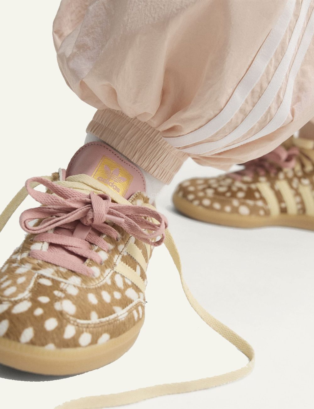 Women's adidas Originals Samba OG animal print leather sneakers in beige, ecru and pink front