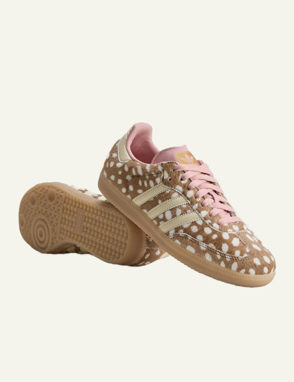 Women's adidas Originals Samba OG animal print leather sneakers in beige, ecru and pink side