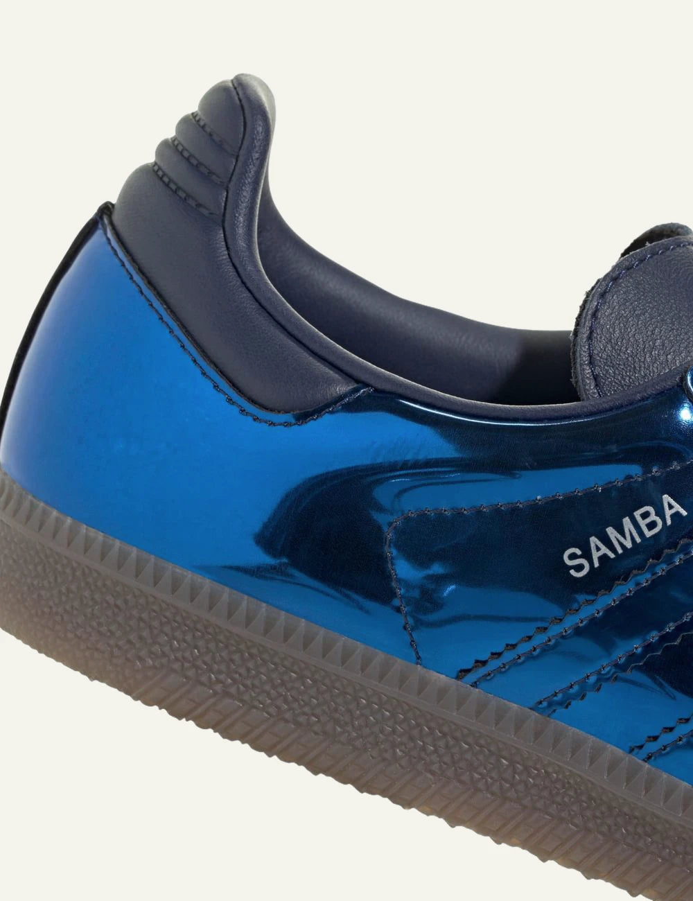 Women's Adidas Originals Samba OG sneakers in metallic Night Indigo blue with gum sole side detail