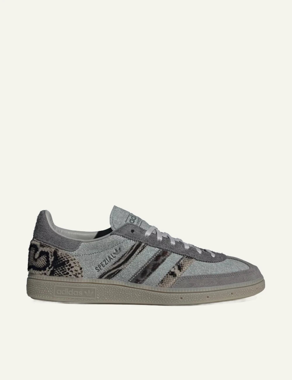 Women's adidas Originals Spezial sneakers in grey leather with suede overlays, animal print details and rubber sole