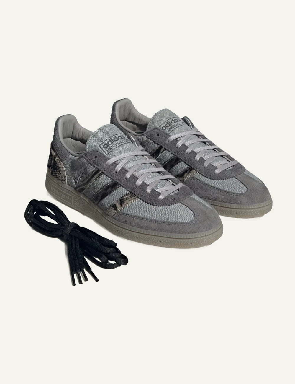 Women's adidas Originals Spezial sneakers in grey leather with suede overlays, animal print details and rubber sole profile