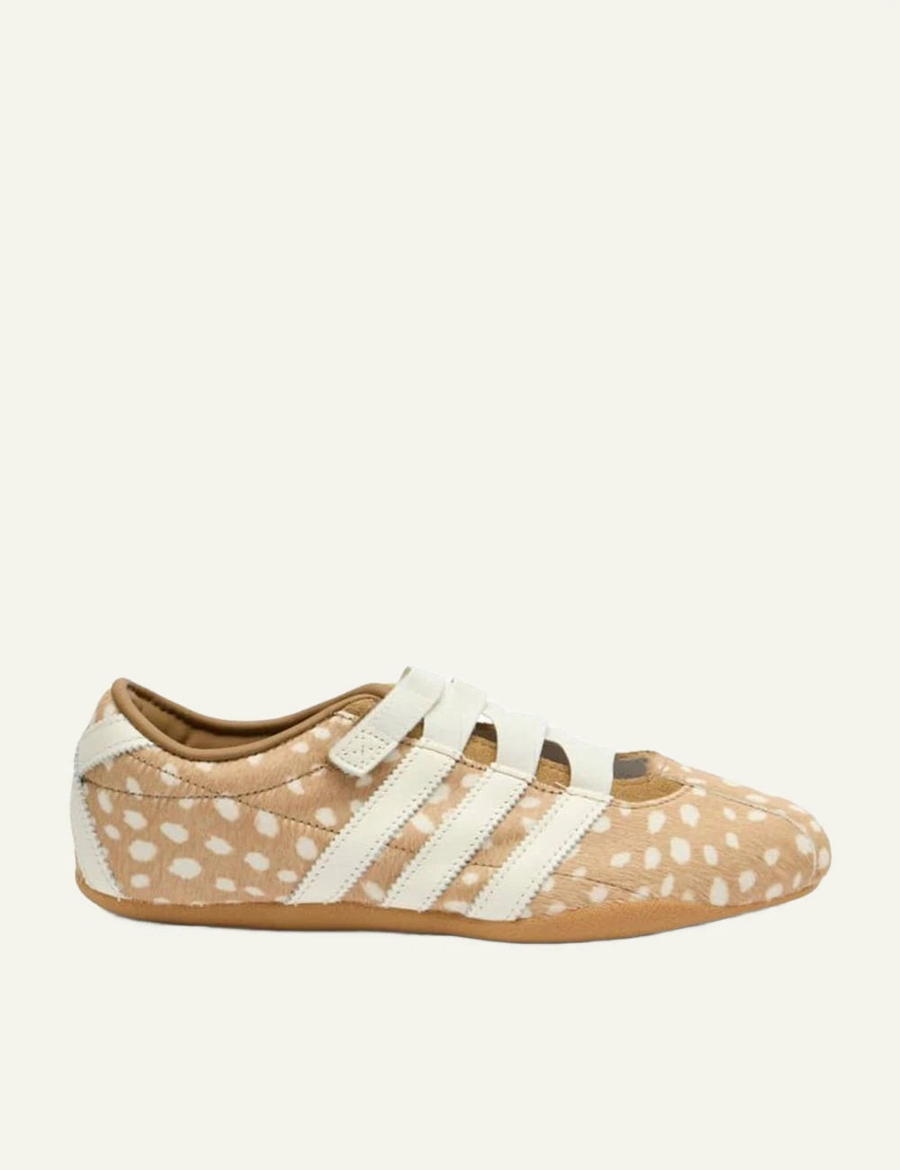 Women's adidas Originals Tokyo Mary Jane animal print pony hair sneakers in beige and ecru