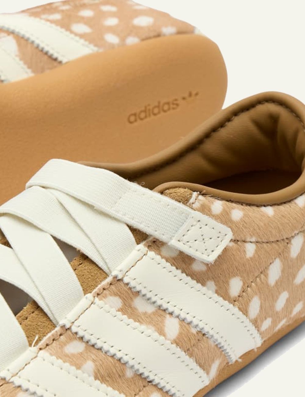 Women's adidas Originals Tokyo Mary Jane animal print pony hair sneakers in beige and ecru side detail