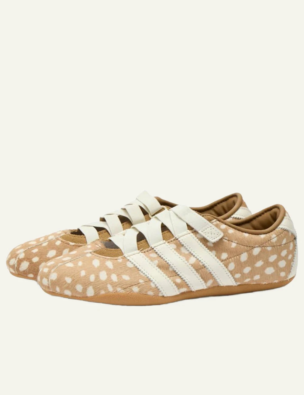 Women's adidas Originals Tokyo Mary Jane animal print pony hair sneakers in beige and ecru profile