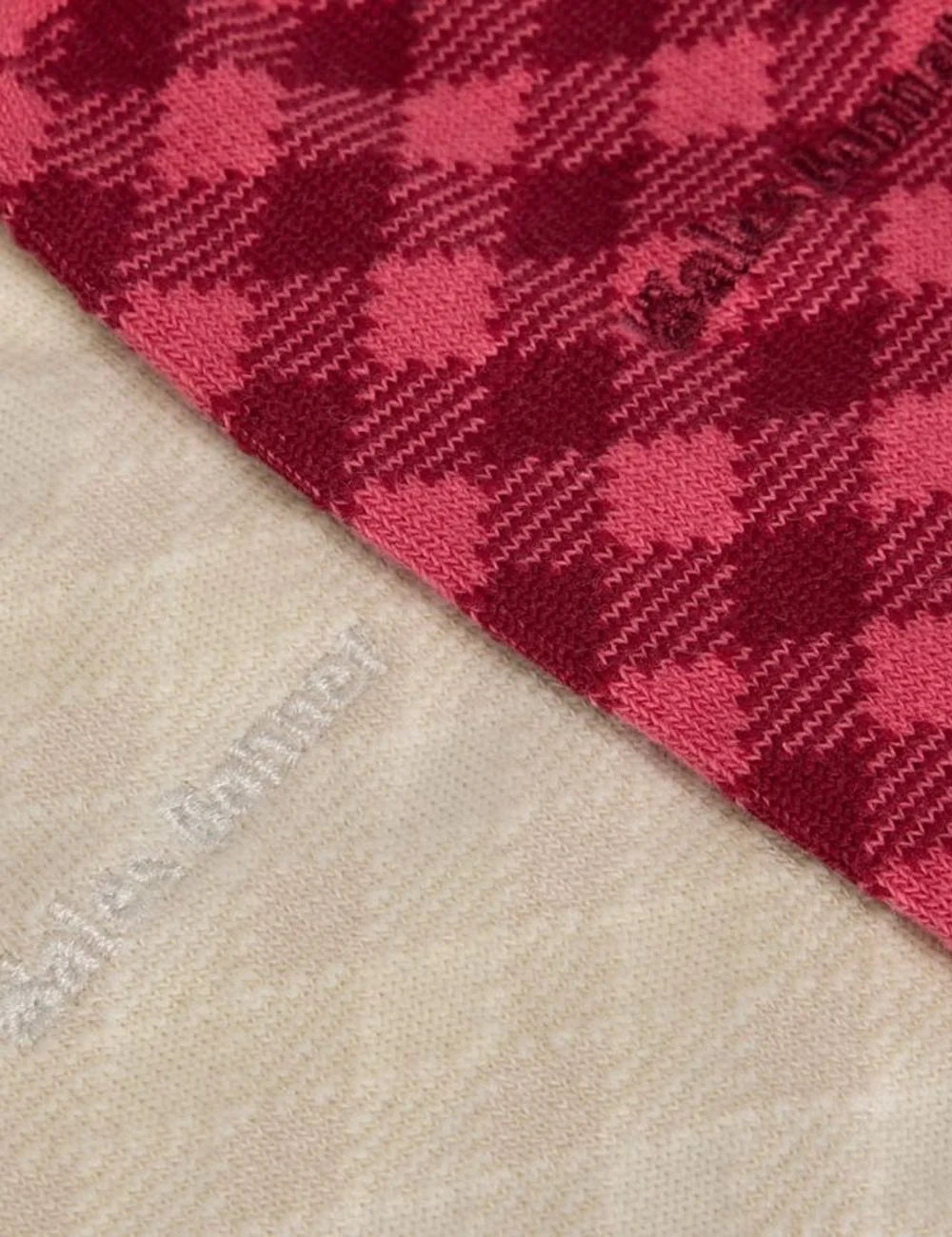 Adidas Wales Bonner check socks pink beige set front detail view