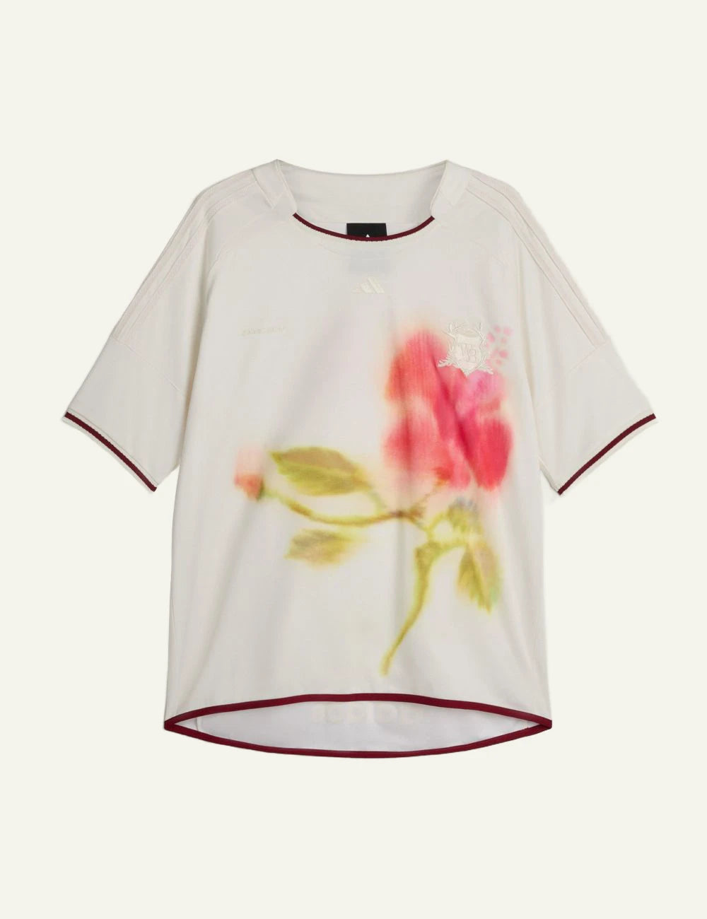 Adidas Wales Bonner football jersey white floral print front flat view