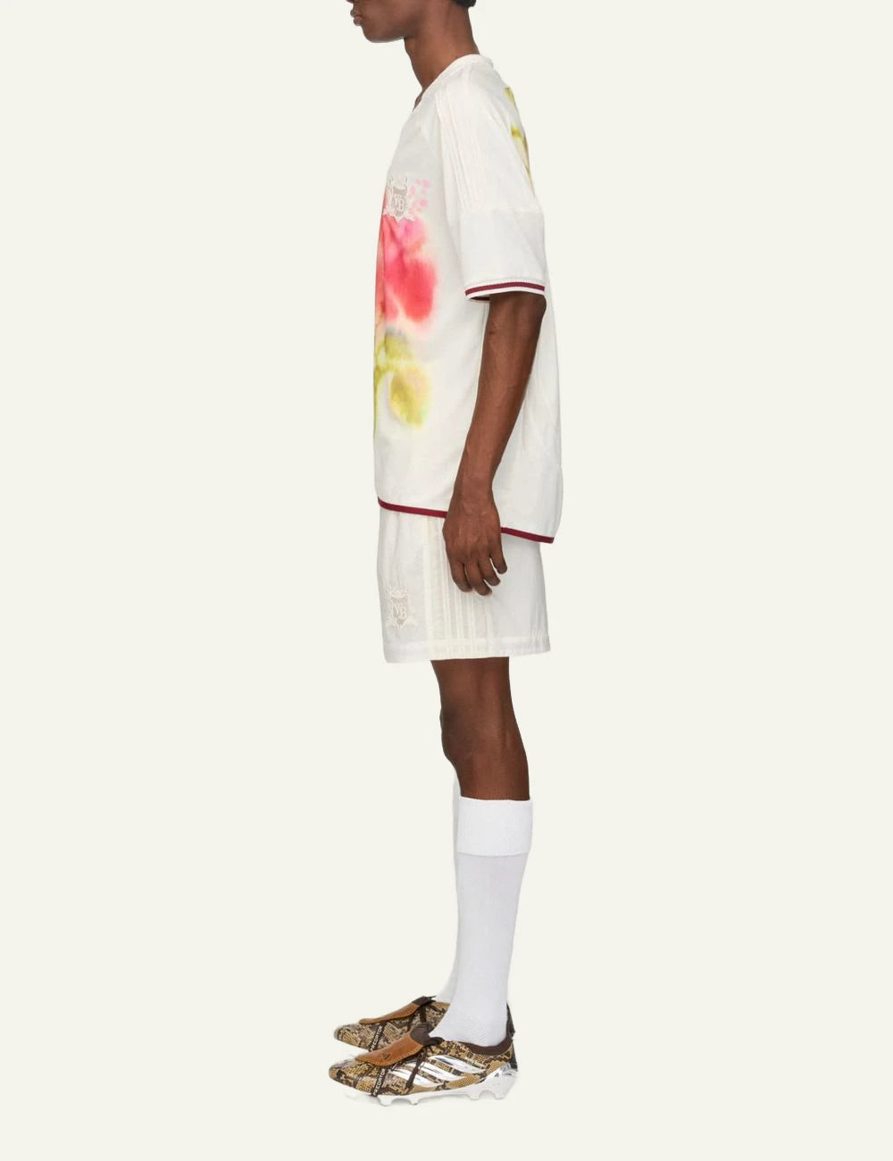 Adidas Wales Bonner football jersey white floral print side view