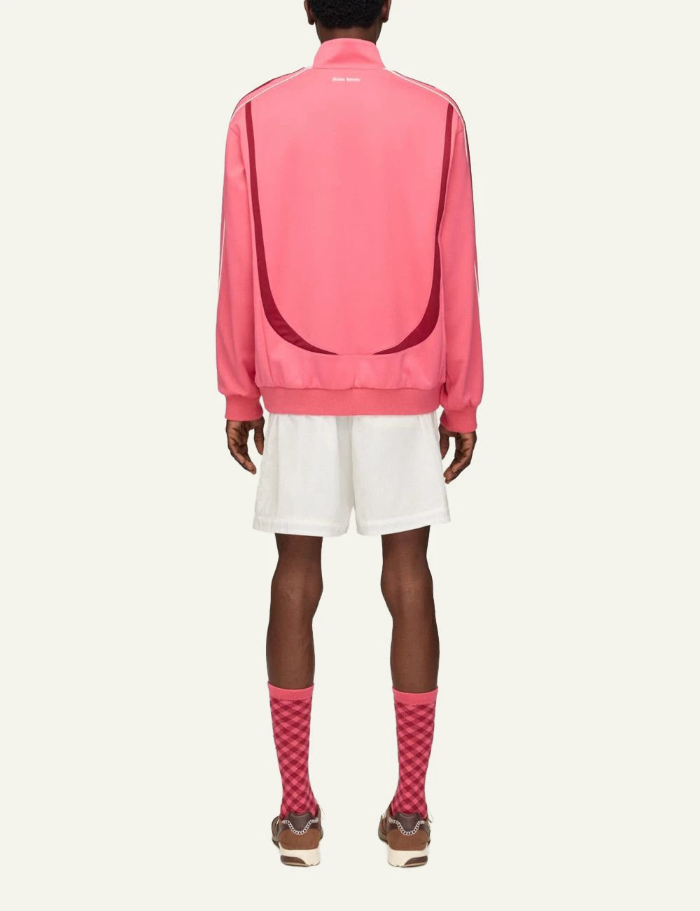 Adidas Wales Bonner football shorts off white stripes back view