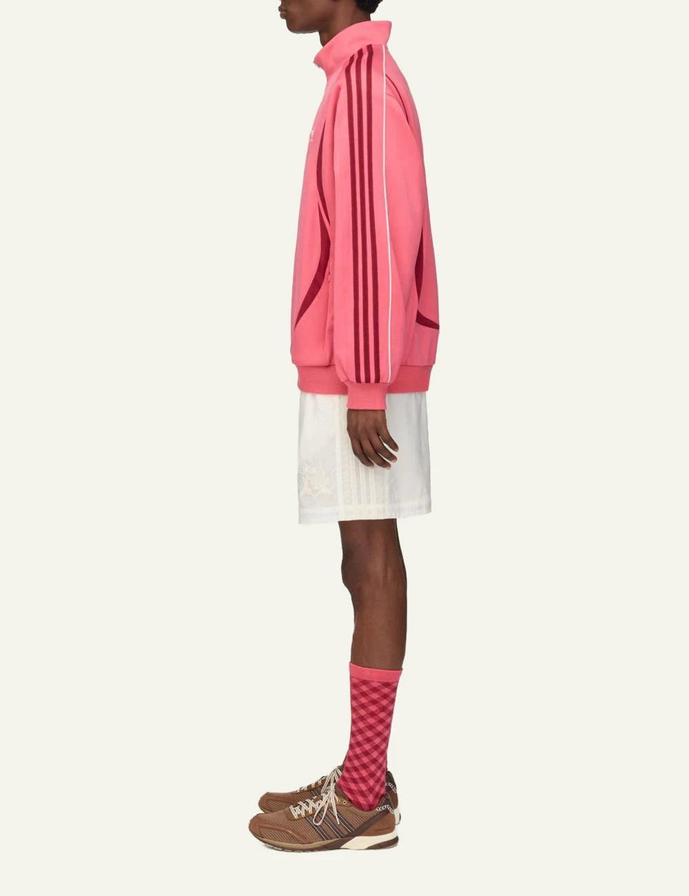 Adidas Wales Bonner football shorts off white stripes front side full  view