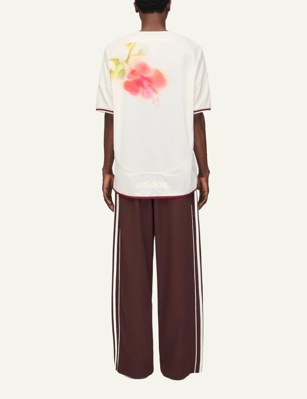 Adidas Wales Bonner track pants brown stripes wide leg back view