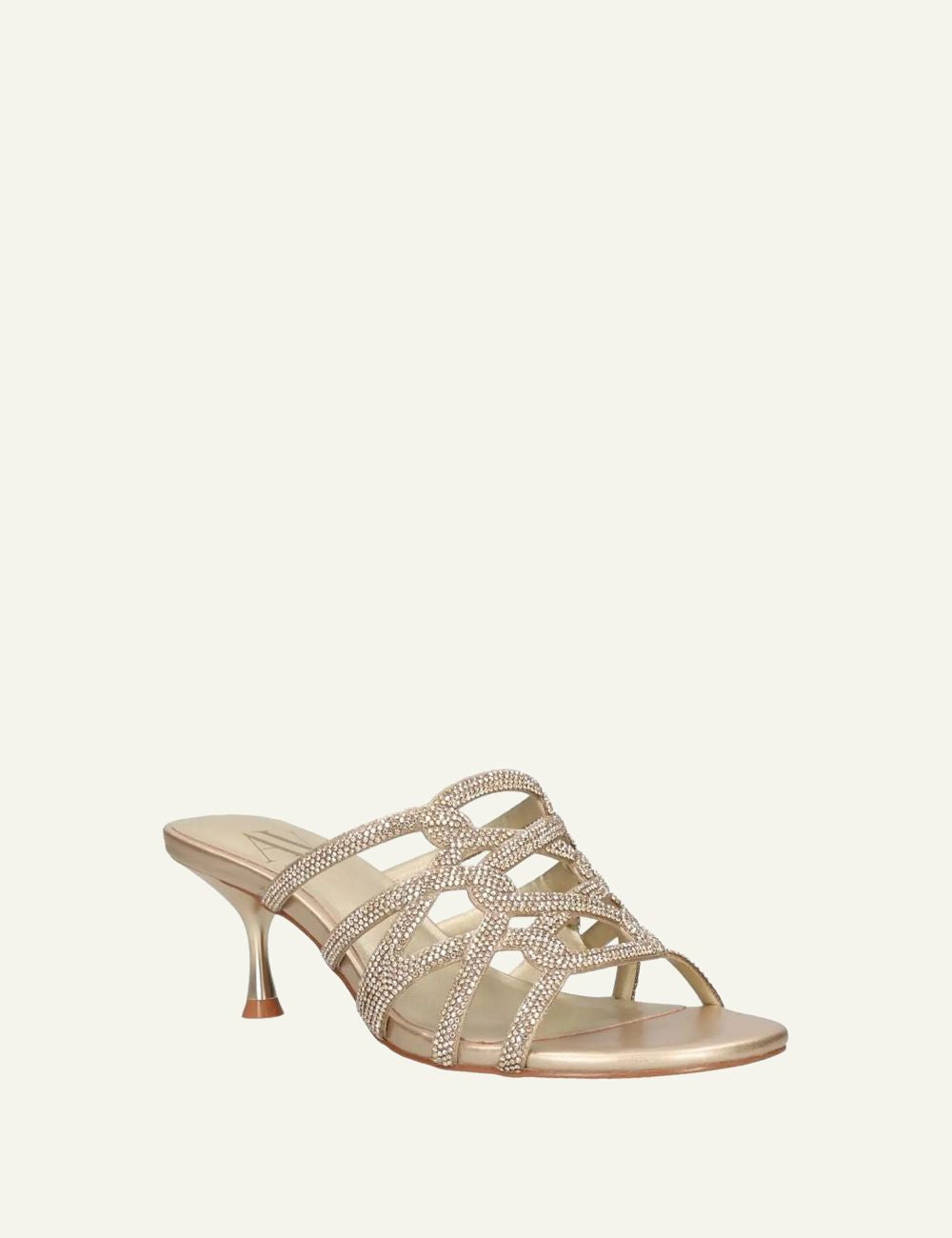 Albano mules gold strass kitten heel angled