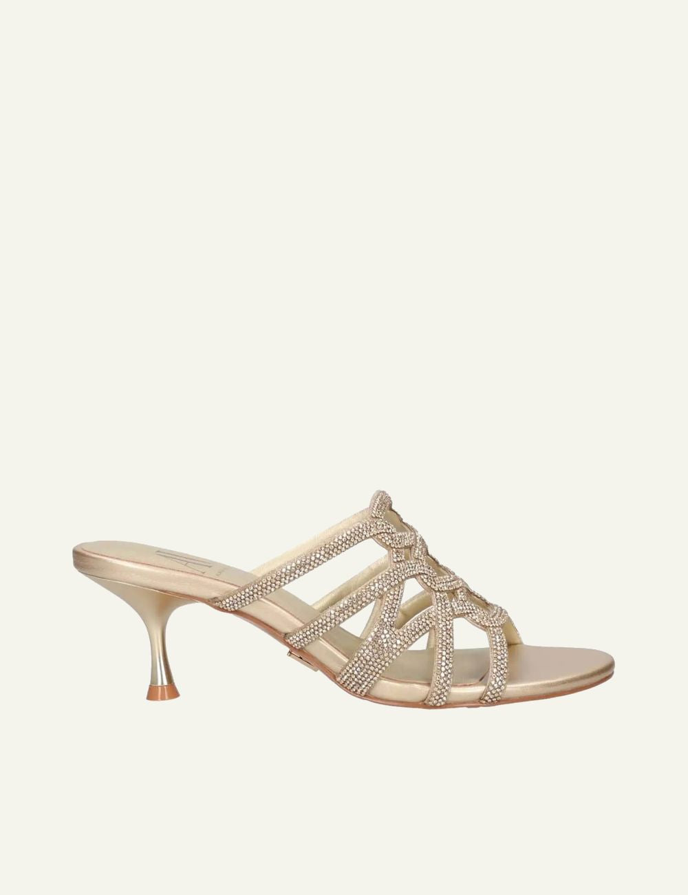 Albano mules gold strass kitten heel side