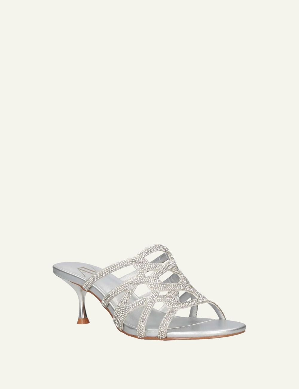 Albano mules silver strass kitten heel angled
