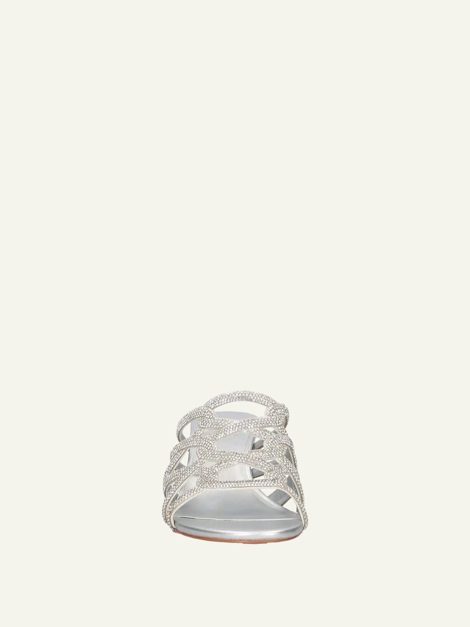 Albano mules silver strass kitten heel front