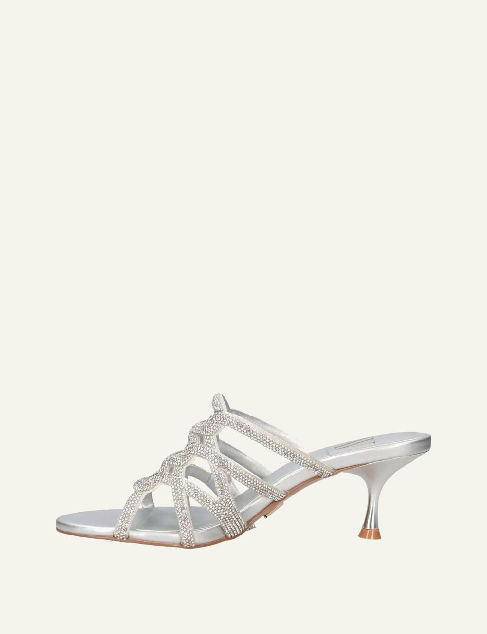 Albano mules silver strass kitten heel profile