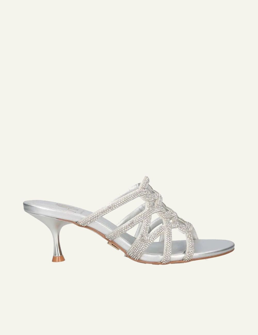 Albano mules silver strass kitten heel side