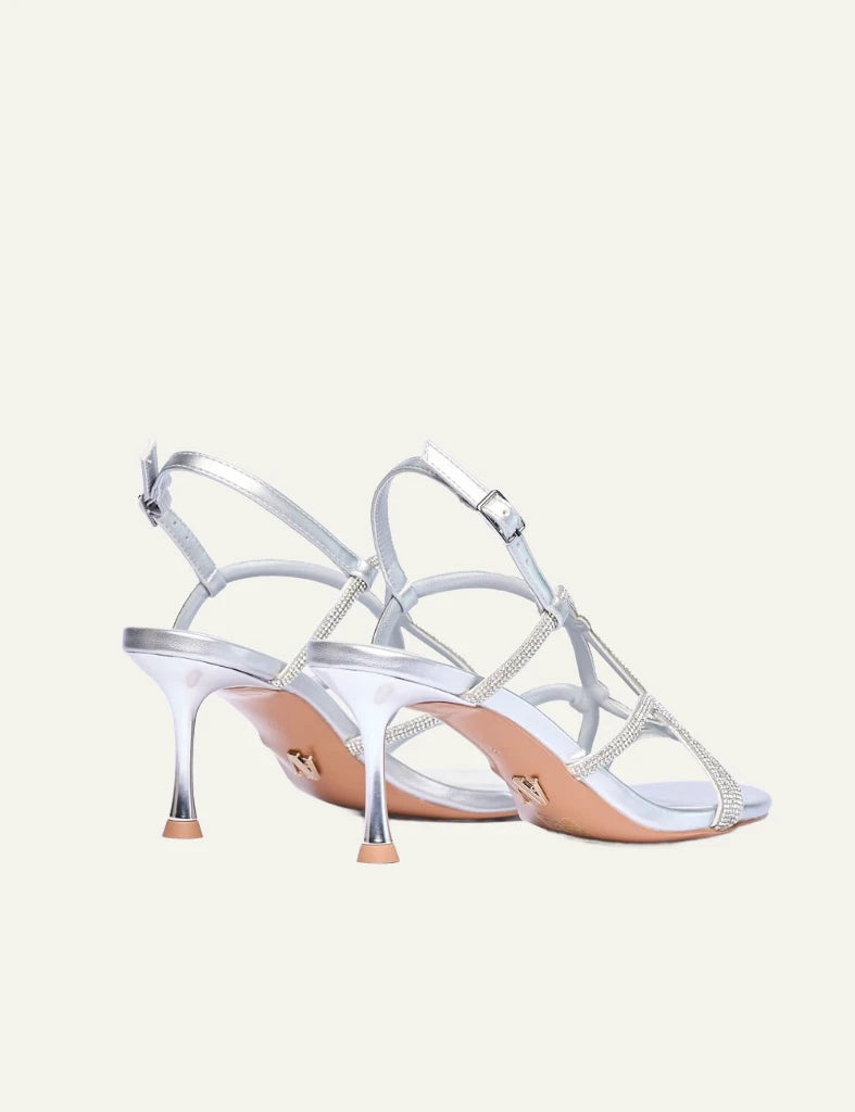 Albano Muse sandals silver strass heel back
