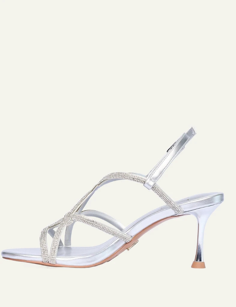 Albano Muse sandals silver strass heel profile