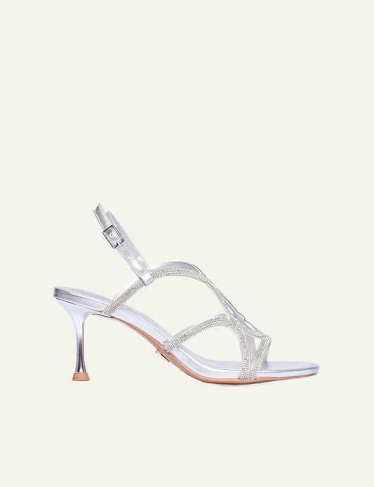 Albano Muse sandals silver strass heel side