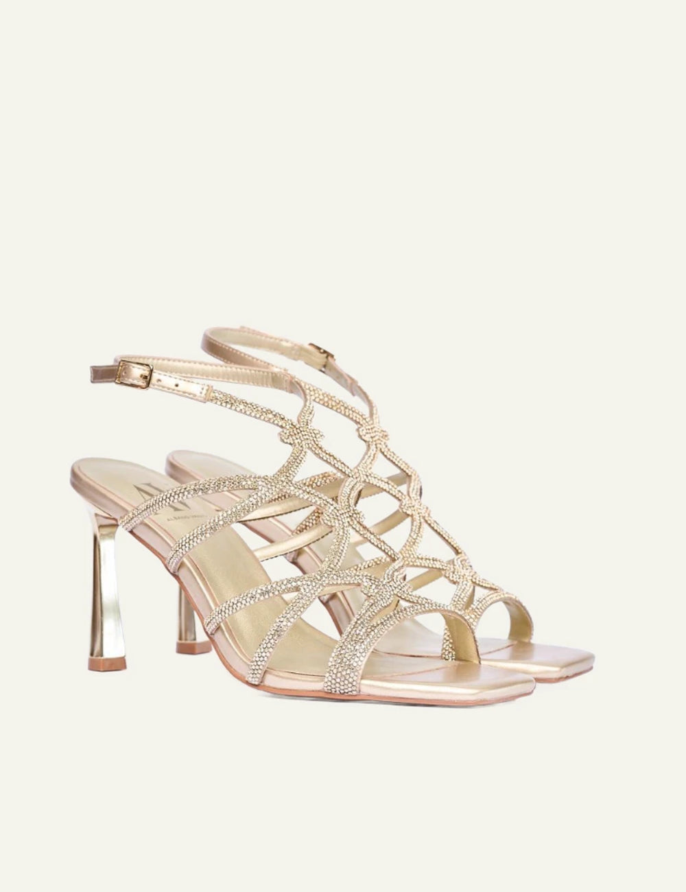 Albano sandals platinum strass heel angled