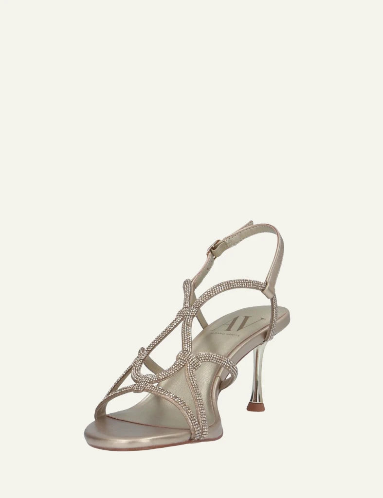 Albano sandals platinum strass stiletto heel side detail