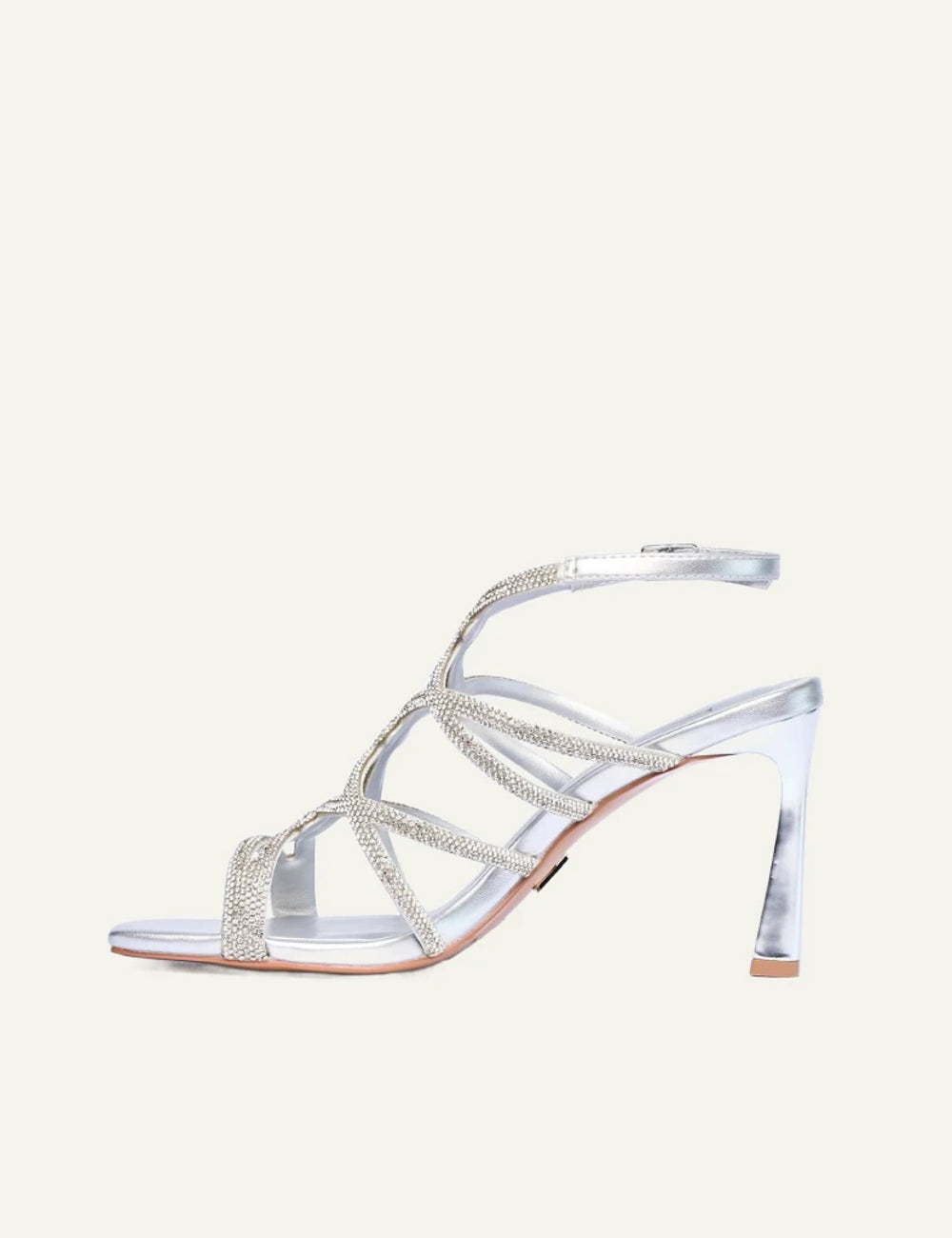 Albano sandals silver strass heel profile