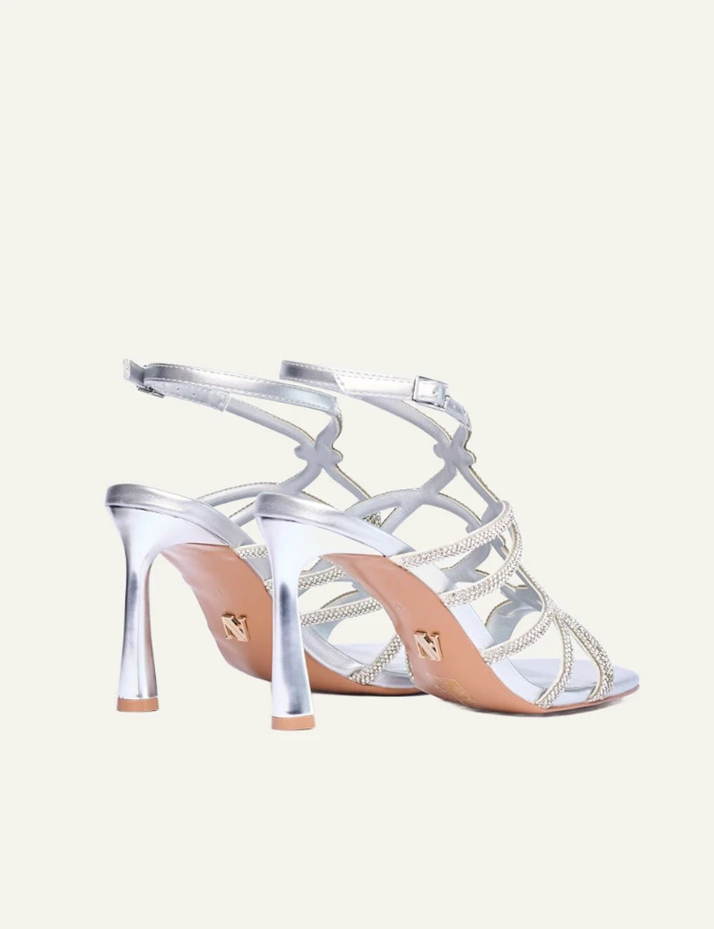 Albano sandals silver strass heel back