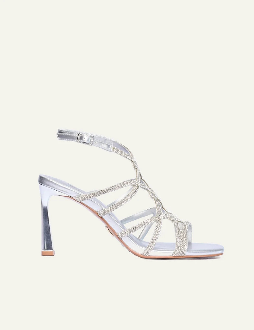 Albano sandals silver strass heel side