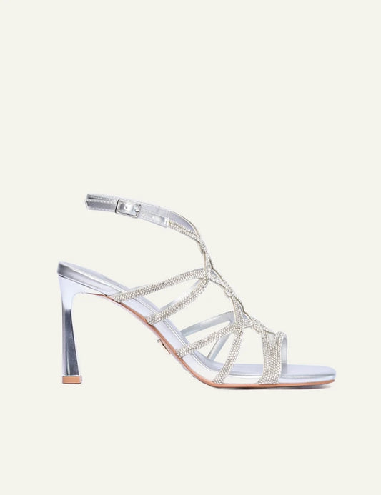 Albano sandals silver strass heel side