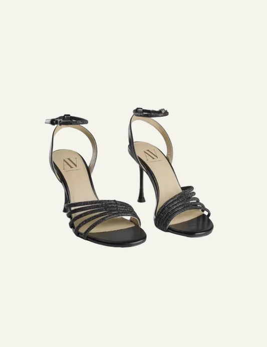 Albano Vanity sandals black strappy heel front