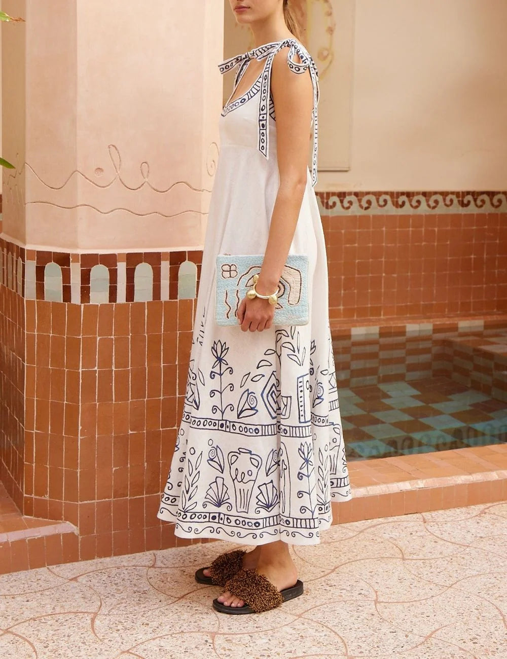 Alemais γυναικείο midi φόρεμα artistic print side view