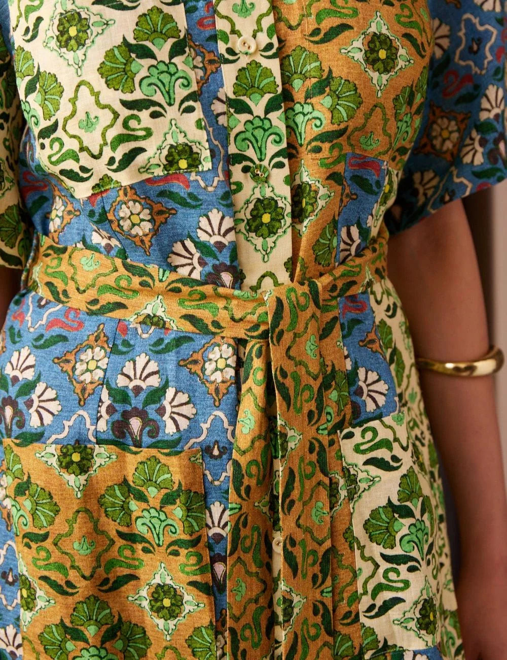 Alemais Ali spliced mini shirtdress belt detail