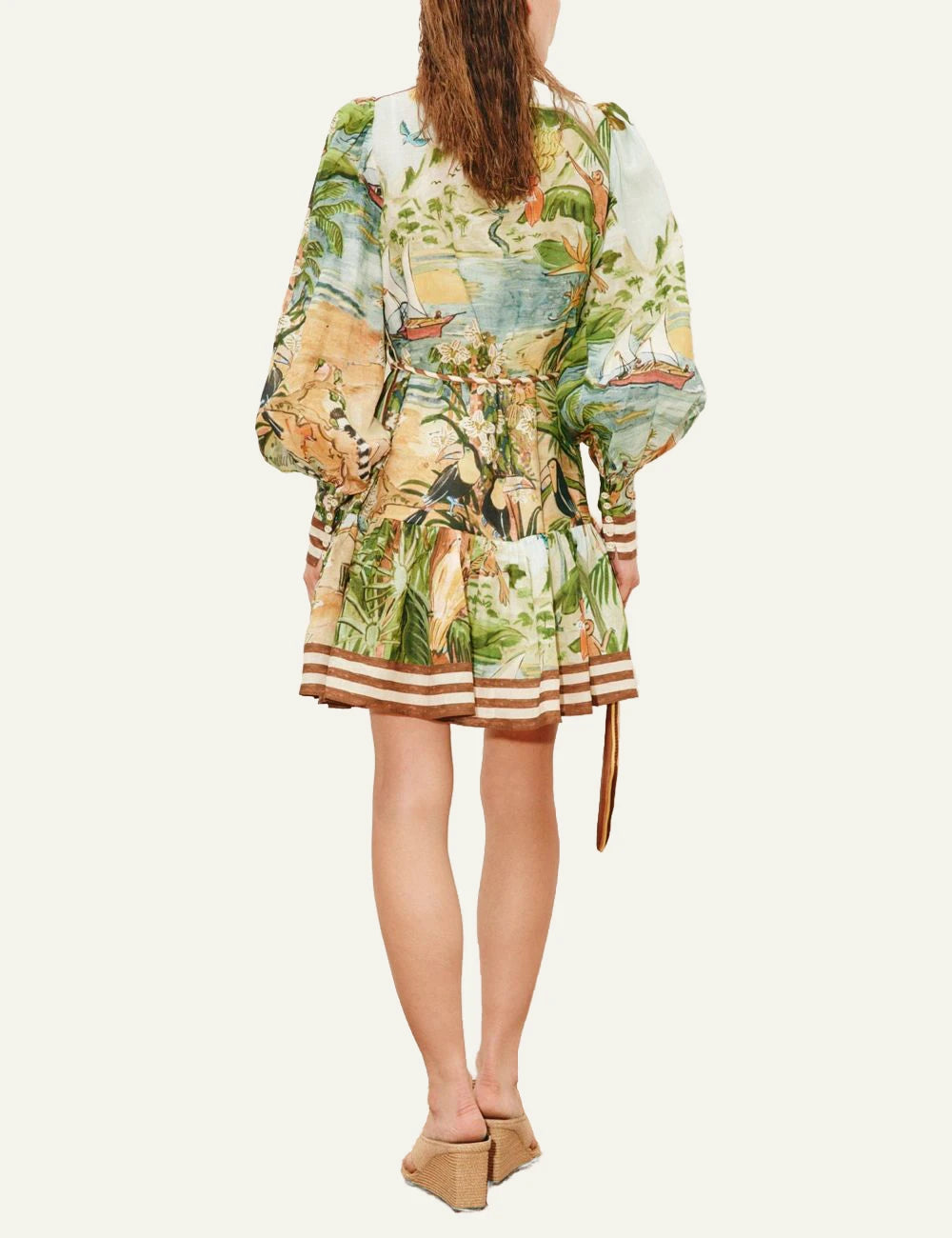 Alemais Toucan Tango mini dress tropical print back view