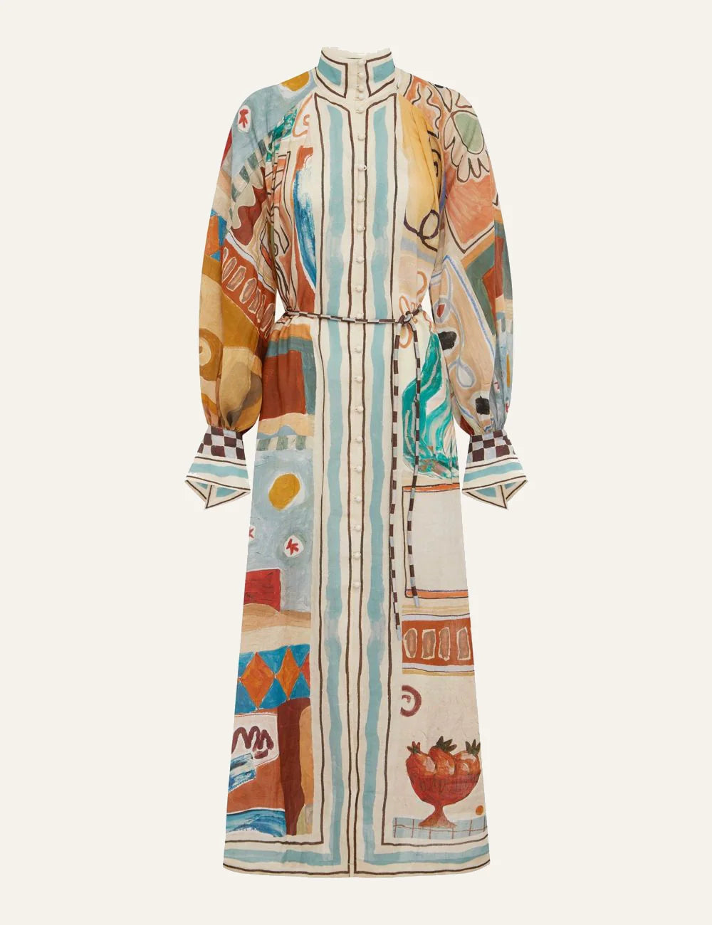 Alemais Michelle printed midi shirtdress flat lay studio ramie