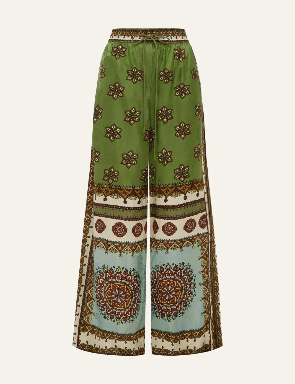 Alemais Contina Pant studio shot ethnic green trousers