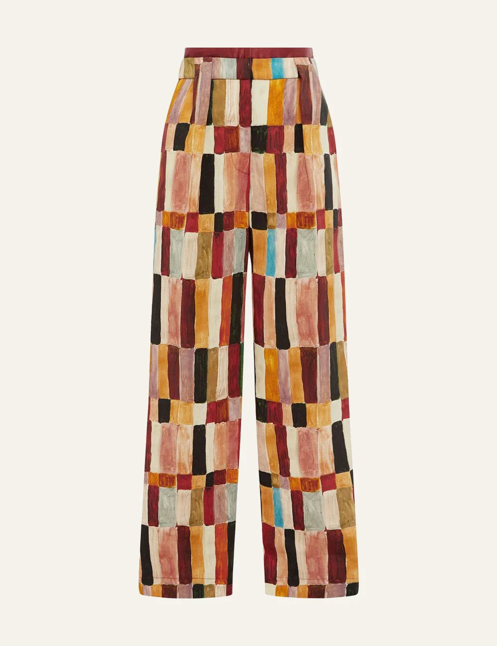 Alemais Marjorelle pant multicolor artistic print high waist front view