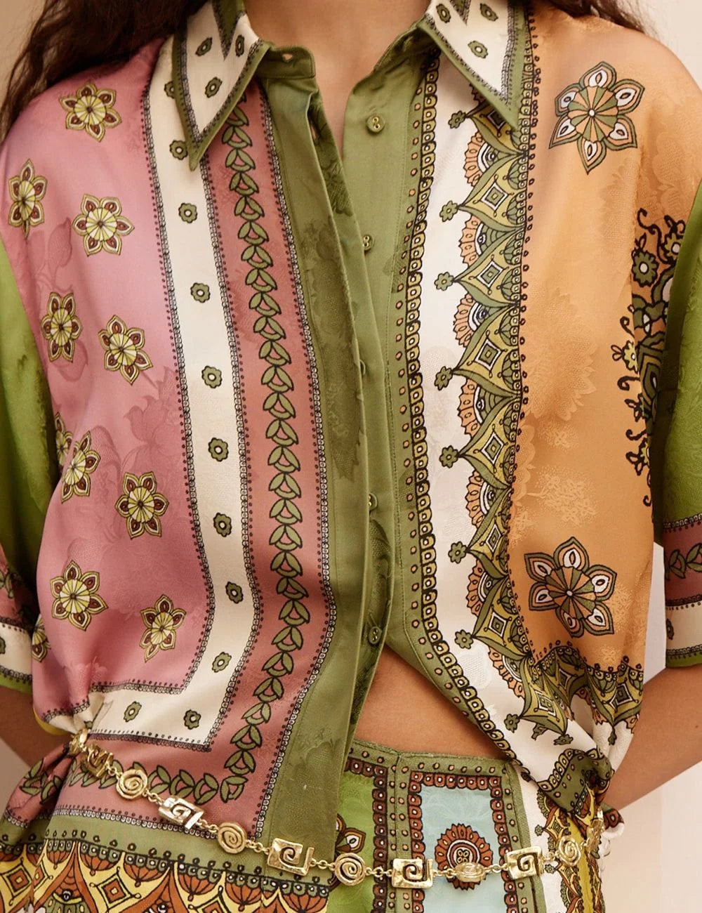 Alemais Contina shirt detail concealed placket jacquard fabric